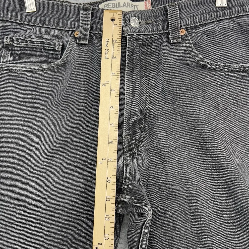 Levi's 505 Regular Fit Jeans Mens 33x32 Black Gray Denim Straight Leg Button Fly